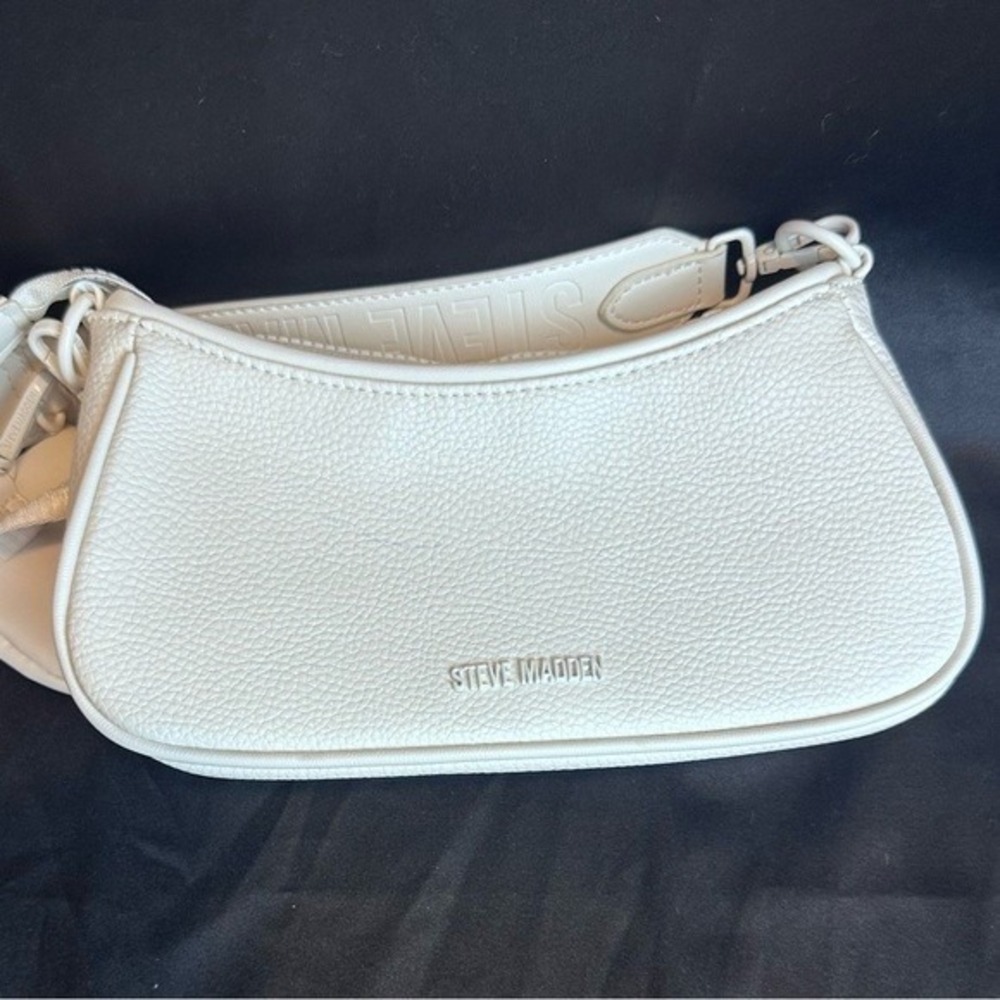 Steve Madden White Crossbody Bag with Grommet Detailing & Mini Coin Pouch